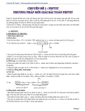 Chuyên đề: Peptit – Phương pháp mới giải bài 