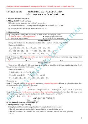 Chuyên đề Phân dạng và trả lời câu hỏi tổng h