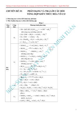 Chuyên đề Phân dạng và trả lời câu hỏi tổng h