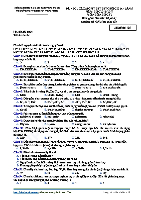 Đề khảo sát chất lượng các môn thi THPT Quốc 