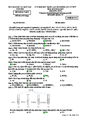 Đề khảo sát năng lực học sinh Lớp 12 THPT môn