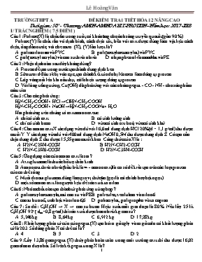 Đề kiểm tra 1 tiết chương Amin - Amino axit - Protein môn Hóa học Lớp 12 (Nâng cao) - Năm học 2017-2018