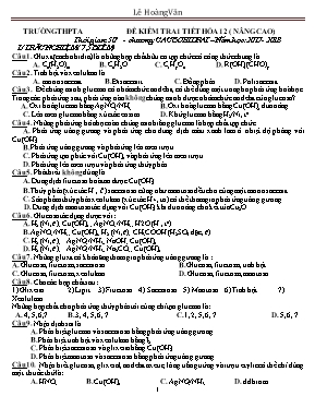 Đề kiểm tra 1 tiết môn Hóa học Lớp 12 (Nâng cao) - Năm học 2017-2018