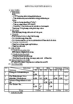 Đề kiểm tra 1 tiết số 3 môn Hóa học Lớp 10 (C