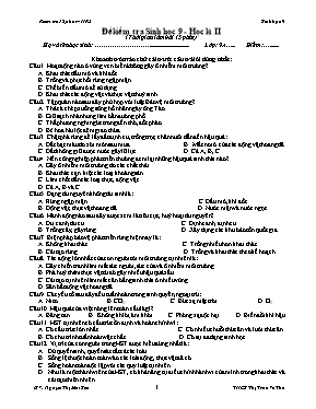 Đề kiểm tra 15 phút học kỳ 2 môn Sinh học 9