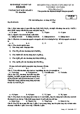Đề kiểm tra chất lượng học kỳ II môn Hóa học
