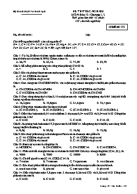 Đề kiểm tra Chương 1, 2 môn Hóa học Lớp 12 - Mã đề 132
