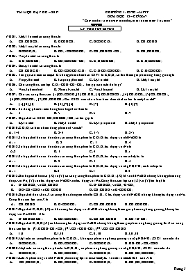 Đề kiểm tra Chương I môn Hóa học 12 (Ban cơ b