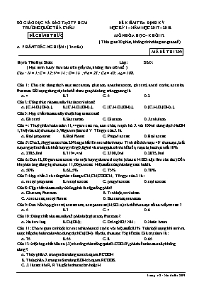 Đề kiểm tra định kỳ học kỳ I môn Hóa học Lớp