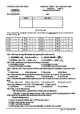 Đề kiểm tra hệ số 1 bài 1 môn Hóa học Lớp 12 