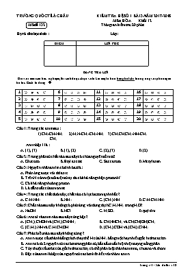 Đề kiểm tra hệ số 1 bài 3 môn Hóa học Lớp 12 