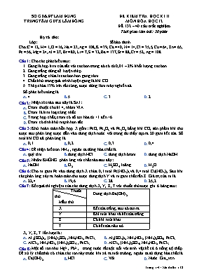 Đề kiểm tra học kì II môn Hóa học Lớp 12 - Mã