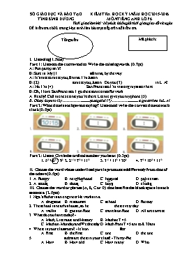Đề kiểm tra học kỳ 2 môn Tiếng Anh Lớp 6 - Nă