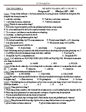 Đề kiểm tra môn Hóa hữu cơ Lớp 12 - Năm học 2017-2018