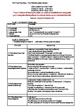 Đề kiểm tra nói học kỳ II môn Tiếng Anh Lớp 7
