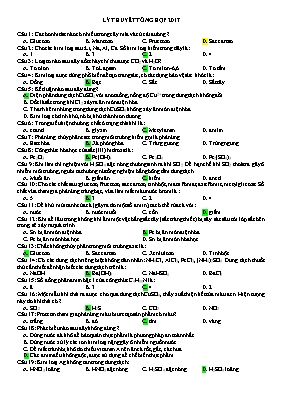 Đề lý thuyết tổng hợp môn Hóa học 12