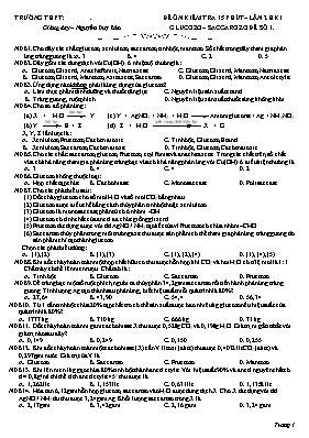 Đề ôn kiểm tra 15 phút lần 2 học kỳ II môn Hóa học 12 - Đề 1 - Nguyễn Duy Bảo