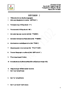 Đề ôn số 2 môn Tiếng Anh Lớp 6