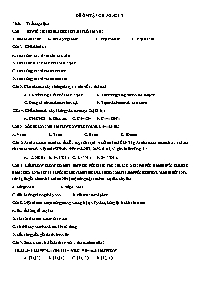 Đề ôn tập Chương 1+2 môn Hóa học 12