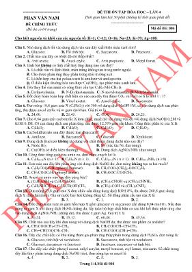 Đề ôn tập Hóa học 12 lần 4 - Mã đề 004 - Phan Văn Nam