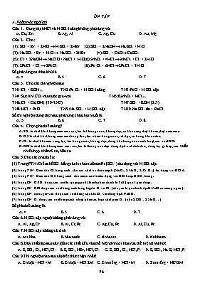 Đề ôn tập Hóa học Khối 12