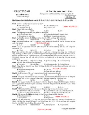 Đề ôn tập lần 5 môn Hóa học - Mã đề 959 - Pha
