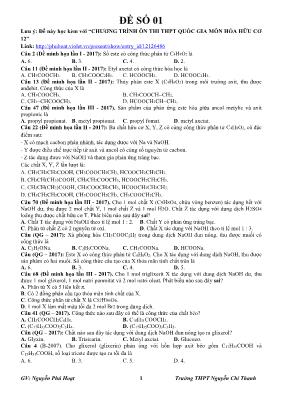 Đề ôn thi THPT Quốc gia môn Hóa hữu cơ 12 - Đề số 1