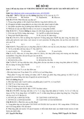 Đề ôn thi THPT Quốc gia môn Hóa hữu cơ 12 - Đề số 2