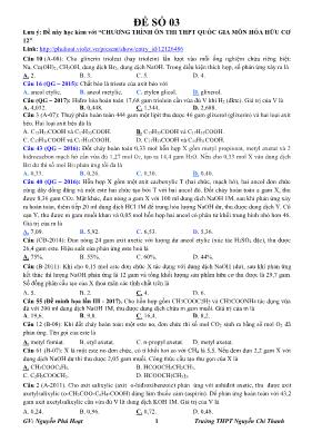 Đề ôn thi THPT Quốc gia môn Hóa hữu cơ 12 - Đề số 3