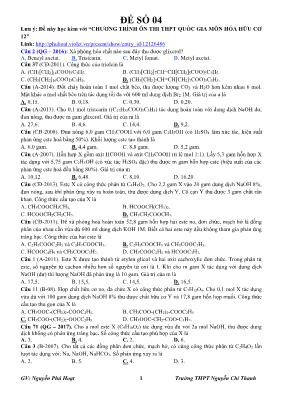 Đề ôn thi THPT Quốc gia môn Hóa hữu cơ 12 - Đề số 4