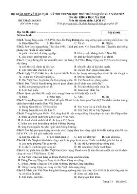 Đề tham khảo thi THPT Quốc gia môn Lịch sử nă