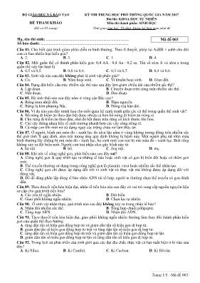 Đề tham khảo thi THPT Quốc gia môn Sinh học n