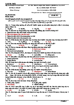 Đề tham khảo THPT Quốc gia môn Hóa học năm 20