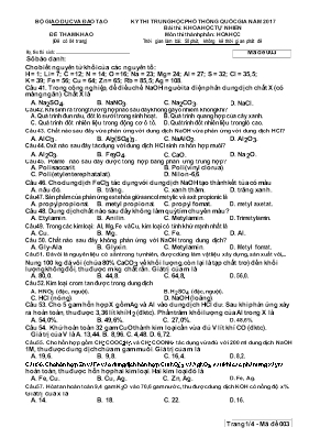 Đề tham khảo THPT Quốc gia môn Hóa học năm 2017 - Mã đề 003