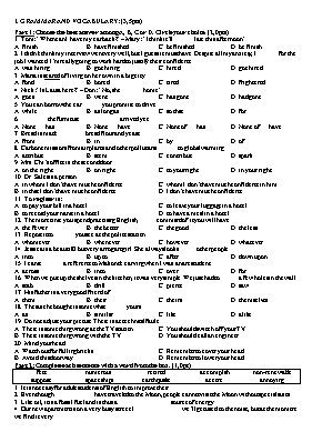 Đề thi chọn học sinh giỏi môn Tiếng Anh Lớp 9