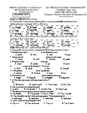 Đề thi giao lưu học sinh giỏi môn Tiếng Anh L