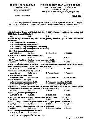 Đề thi khảo sát chất lượng học sinh Lớp 12 mô