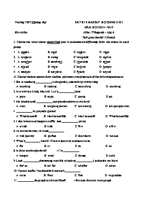 Đề thi khảo sát học sinh giỏi môn Tiếng Anh L