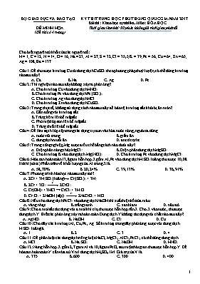 Đề thi minh họa THPT Quốc gia môn Hóa học năm