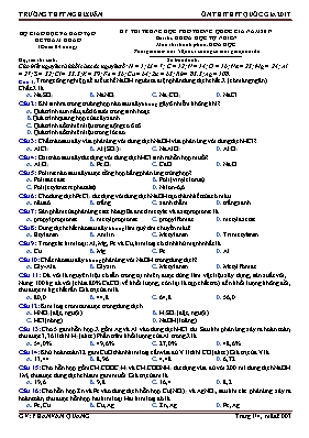 Đề thi tham khảo THPT Quốc gia môn Hóa học nă