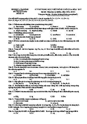 Đề thi tham khảo THPT Quốc gia môn Hóa học năm 2017 - Đề số 10 - Sở GD & ĐT Lâm Đồng (Có đáp án)