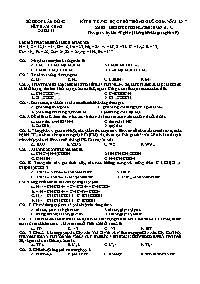 Đề thi tham khảo THPT Quốc gia môn Hóa học năm 2017 - Đề số 15 - Sở GD & ĐT Lâm Đồng (Có đáp án)