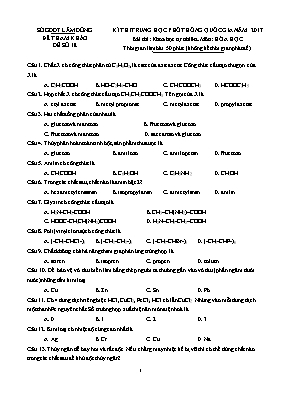 Đề thi tham khảo THPT Quốc gia môn Hóa học nă