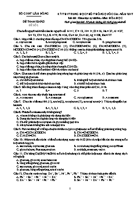 Đề thi tham khảo THPT Quốc gia môn Hóa học năm 2017 - Đề số 1 - Sở GD & ĐT Lâm Đồng (Có đáp án)