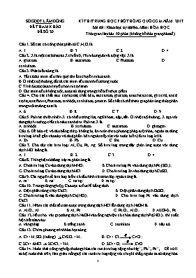 Đề thi tham khảo THPT Quốc gia môn Hóa học nă