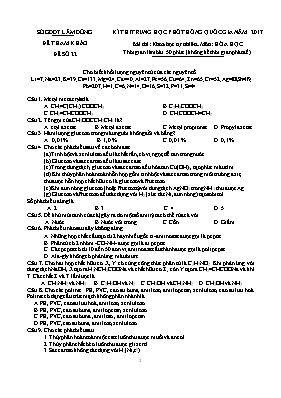Đề thi tham khảo THPT Quốc gia môn Hóa học nă
