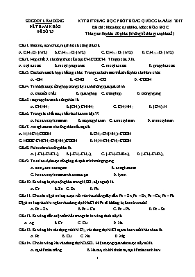 Đề thi tham khảo THPT Quốc gia môn Hóa học nă
