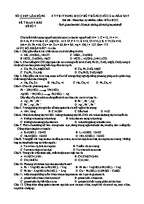 Đề thi tham khảo THPT Quốc gia môn Hóa học năm 2017 - Đề số 7 - Sở GD & ĐT Lâm Đồng (Có đáp án)