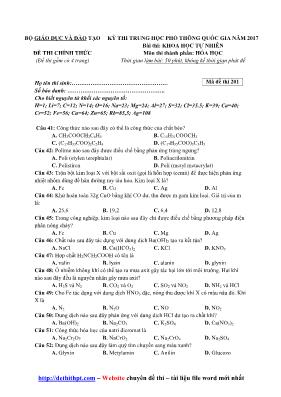 Đề thi THPT Quốc gia môn Hóa học năm 2017 - M