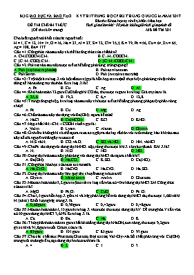 Đề thi THPT Quốc gia môn Hóa học năm 2017 - M